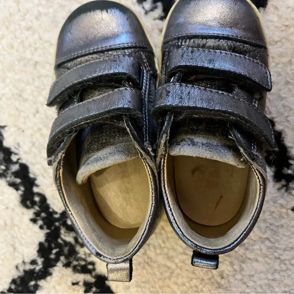 Falcotto Metallic Steel Leather Velcro Sneakers Size 21 EU 5.5 US